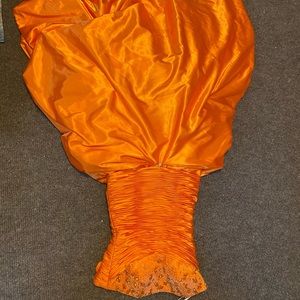 Orange ruffled ball gown PROM DRESS.